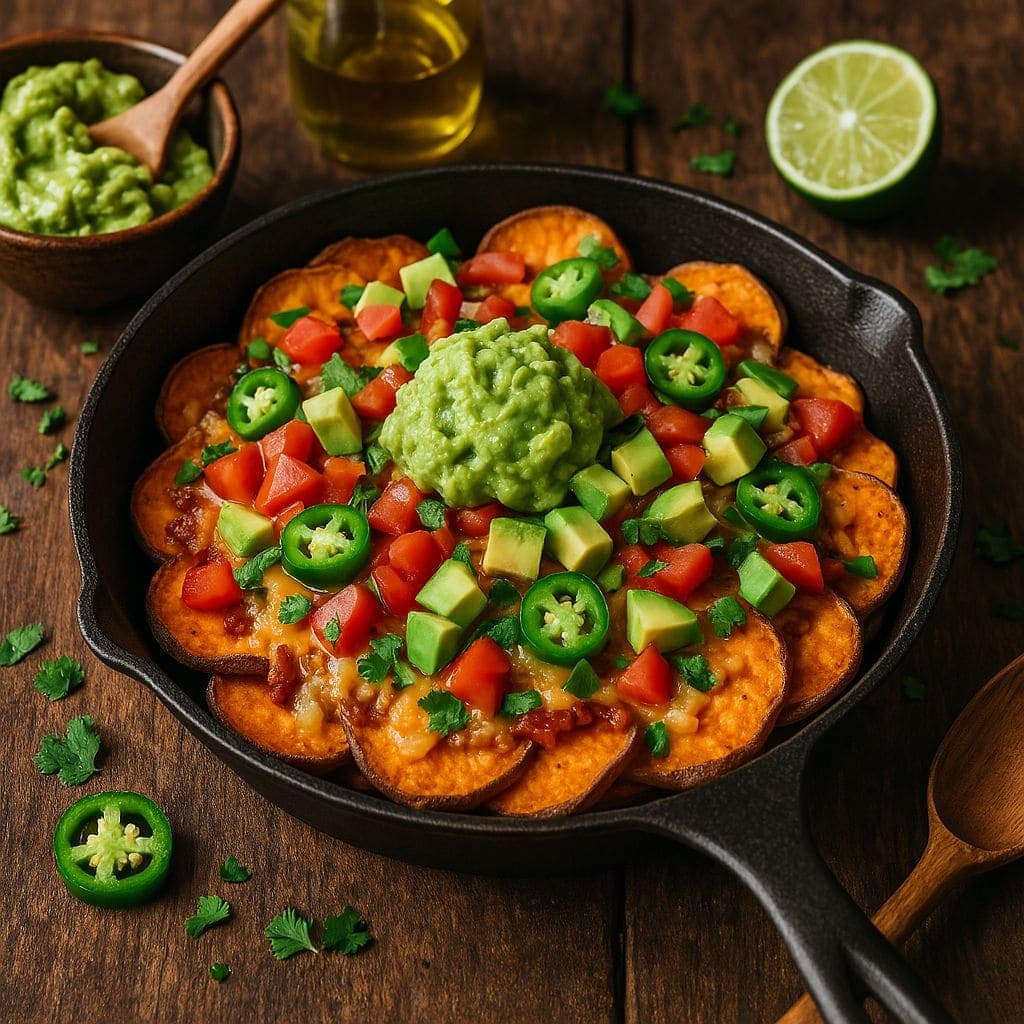 Zoete aardappel nacho's