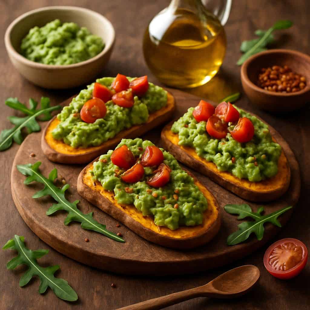 Zoete aardappel toast met avocado