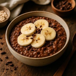 Zoete havermout met cacao en banaan