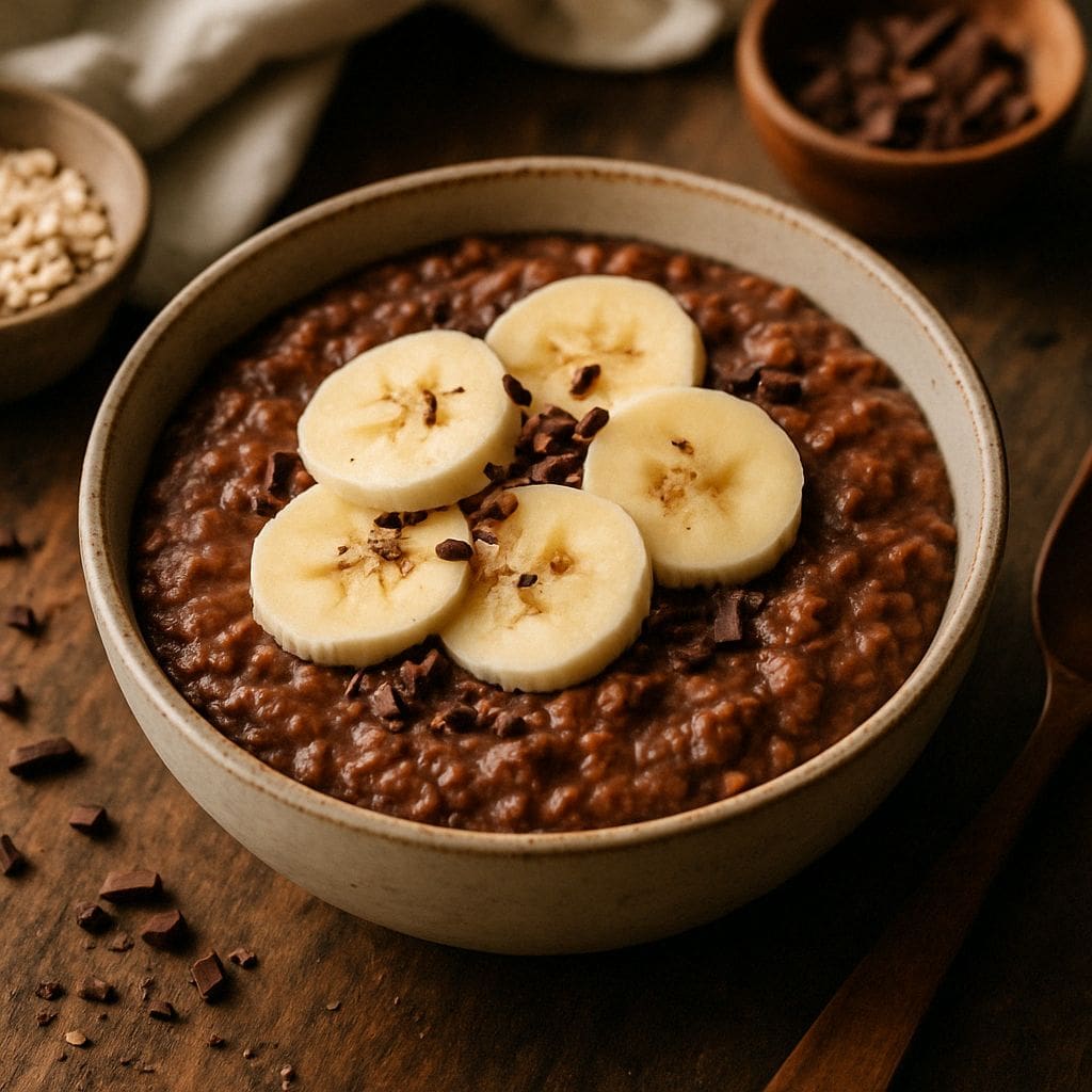 Zoete havermout met cacao en banaan