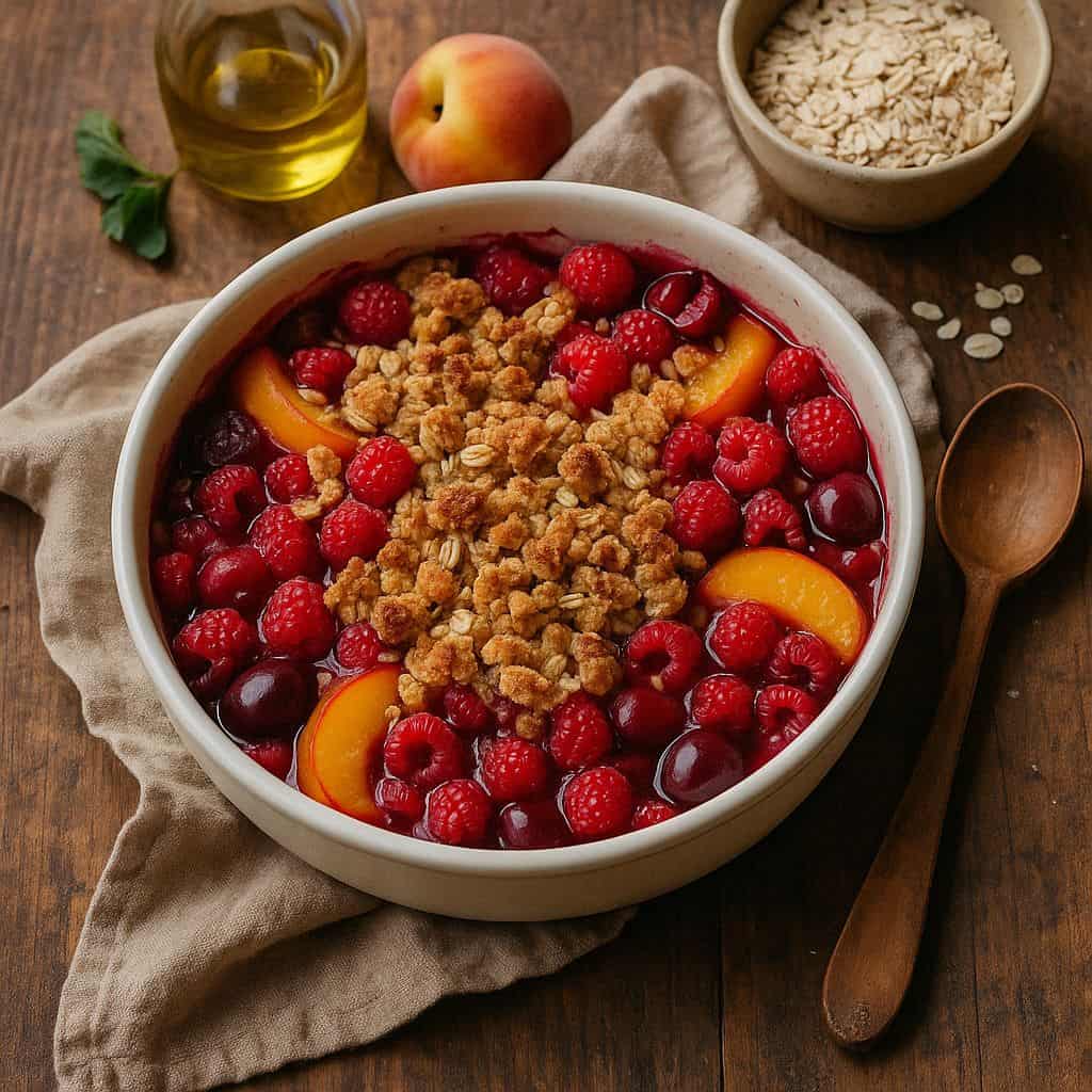 Zomerse fruitcrumble met havermout