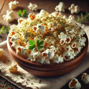 Zoutarme popcorn met kruiden