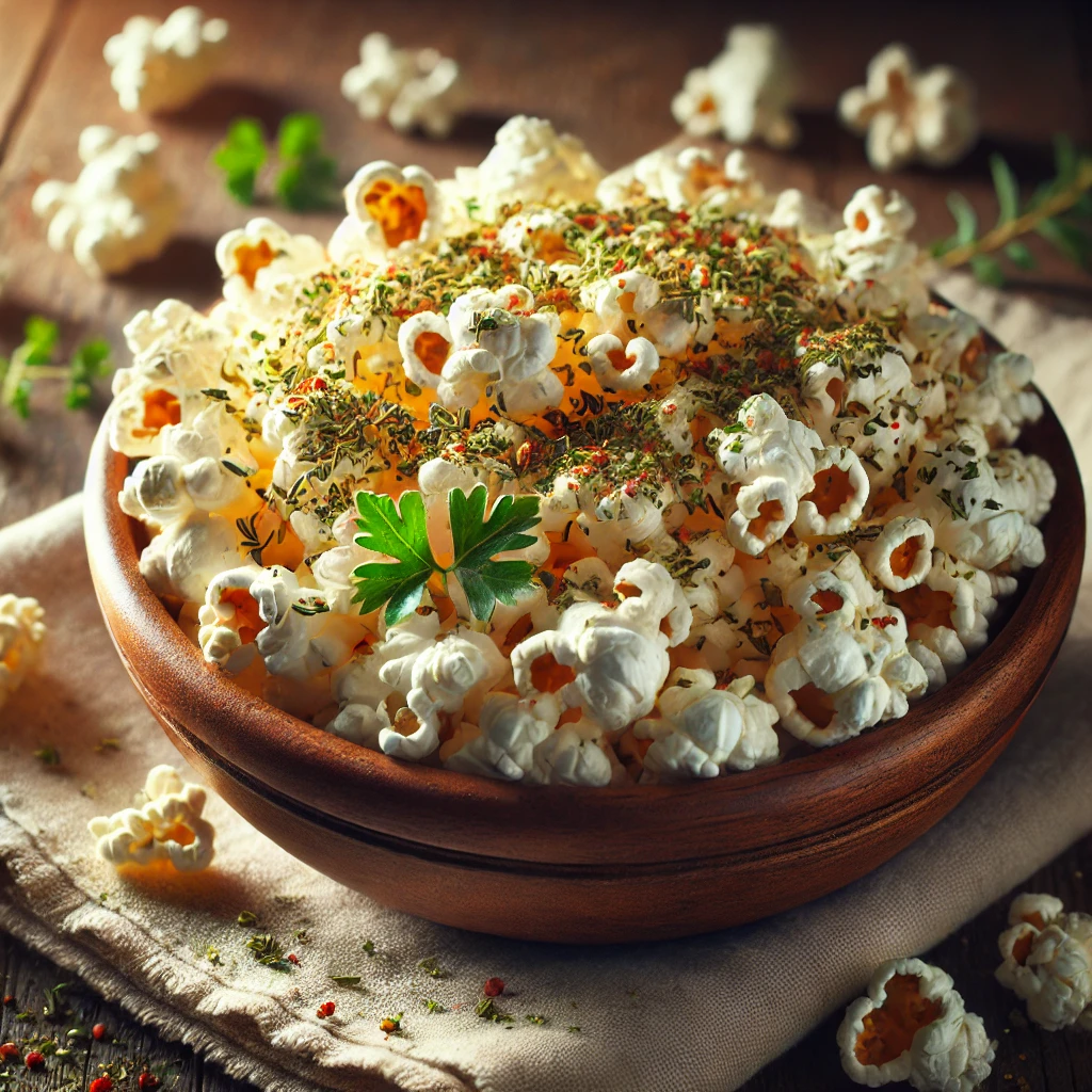 Zoutarme popcorn met kruiden