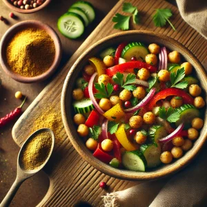 Kikkererwtensalade met paprika en komijn