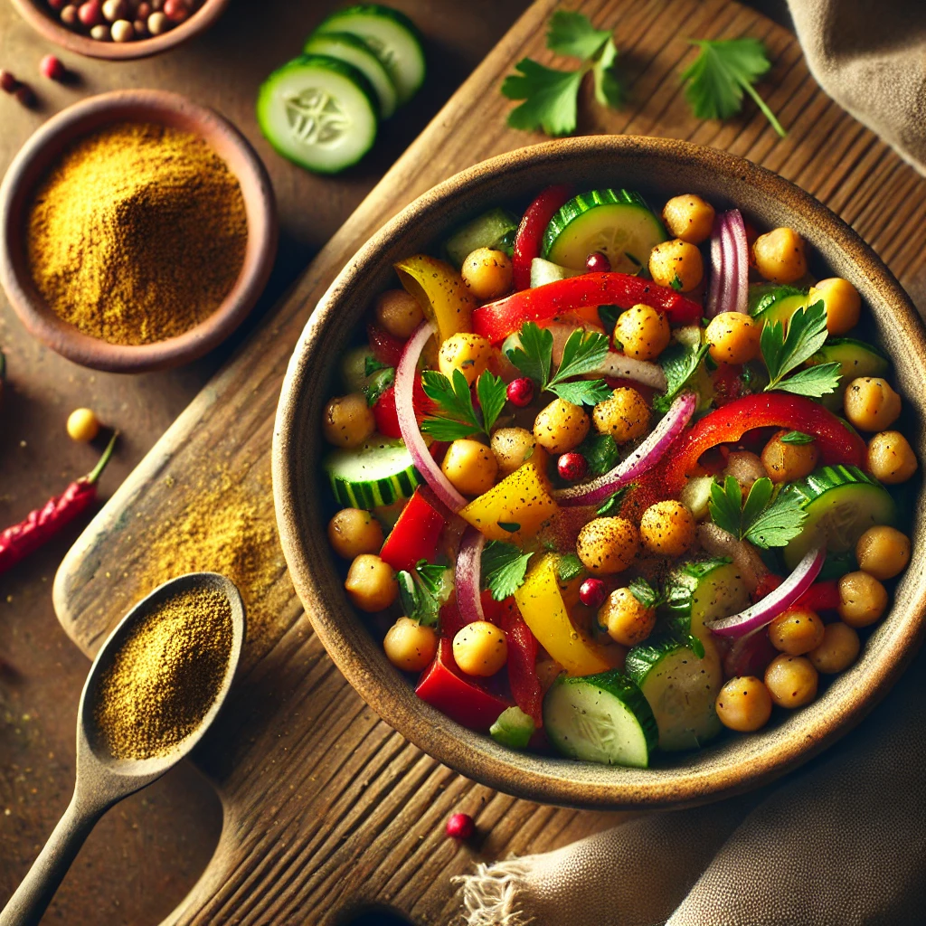Kikkererwtensalade met paprika en komijn