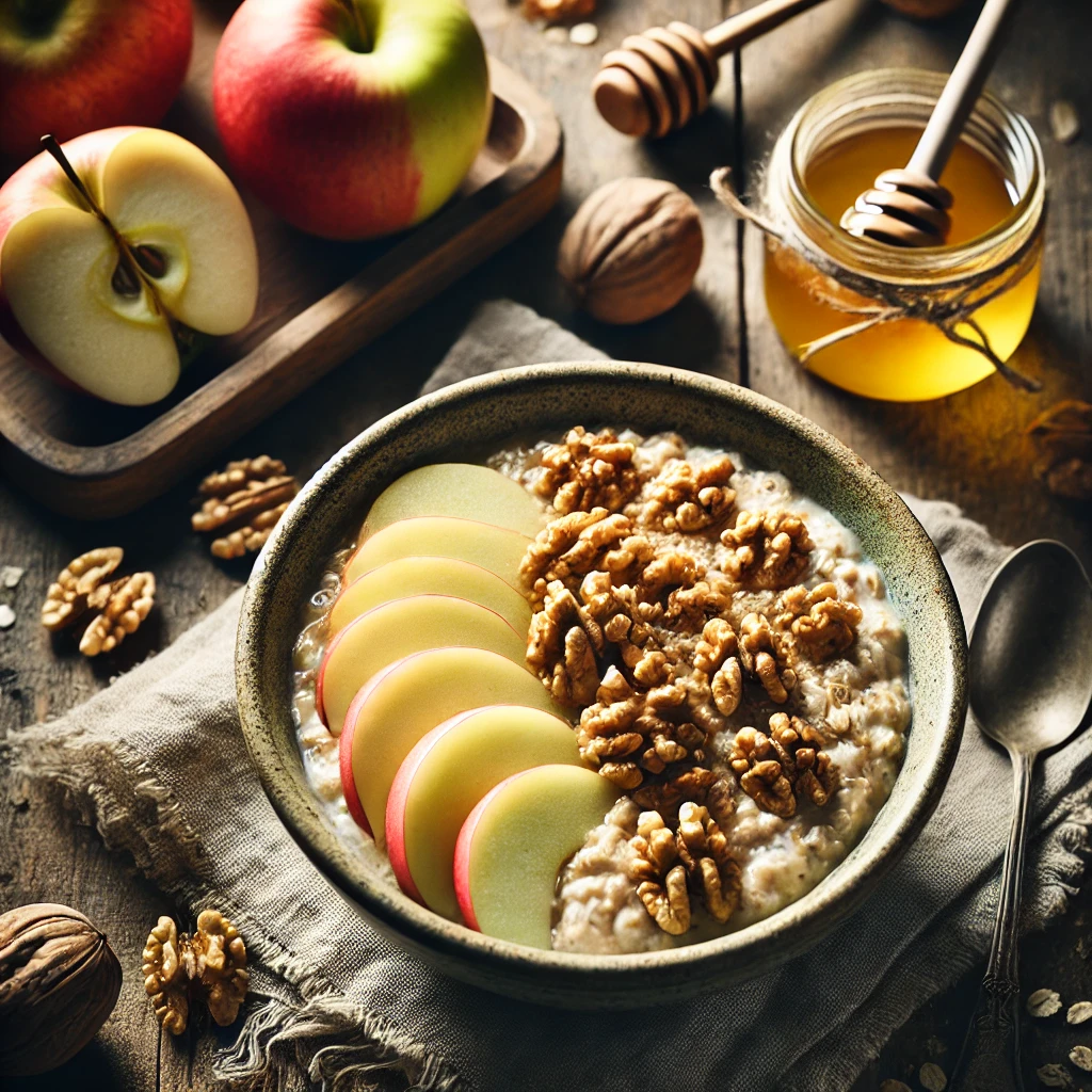 Overnight oats met walnoten en appel