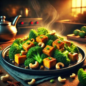 Tofu roerbak met broccoli en cashewnoten