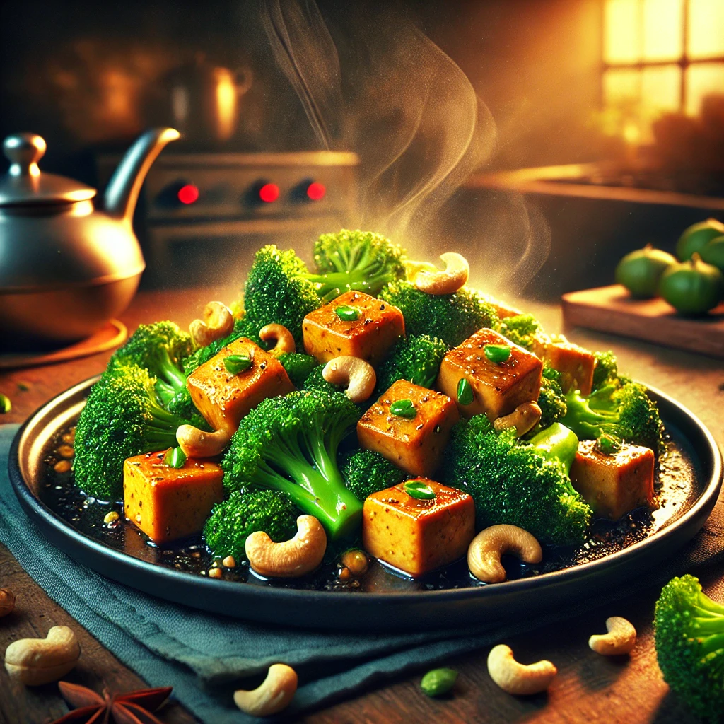 Tofu roerbak met broccoli en cashewnoten