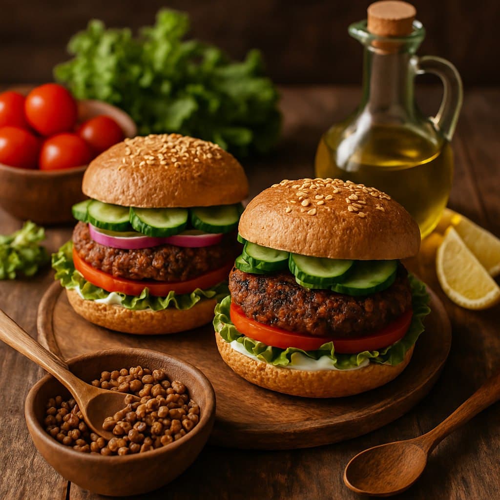 Vegetarische BBQ burgers met linzen