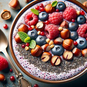 Bessen Chia Pudding met Hazelnoten