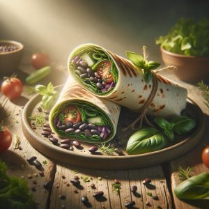 Bladgroenten Wrap met Zwarte Bonen