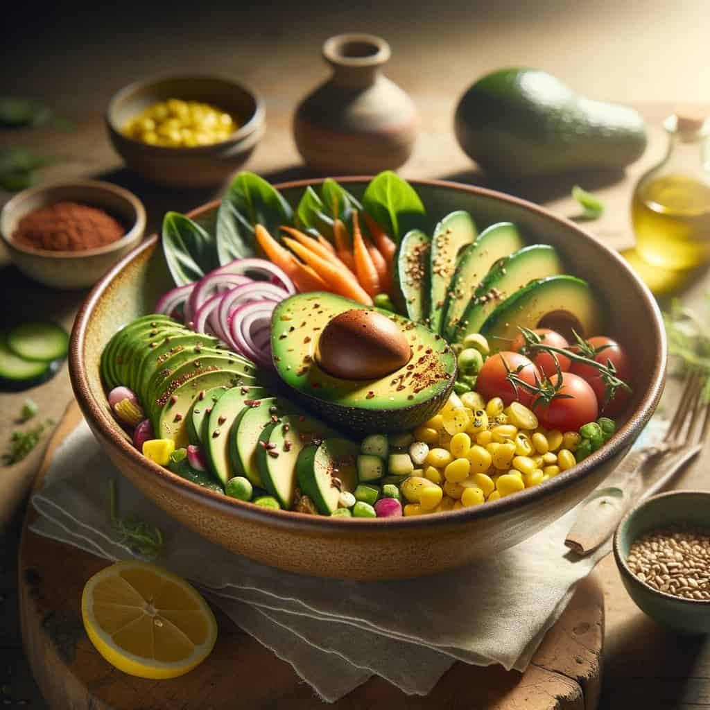 Bonen-Bowl met Avocado en Kurkuma Dressing