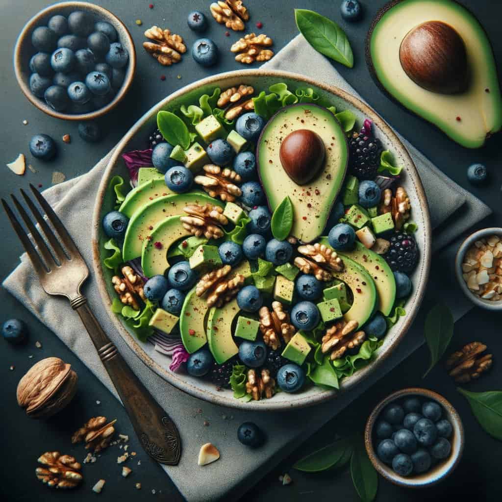 Bosbessen-Salade met Avocado en Walnoot