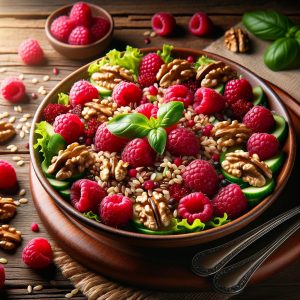 Frambozen-Spelt Salade met Walnoten