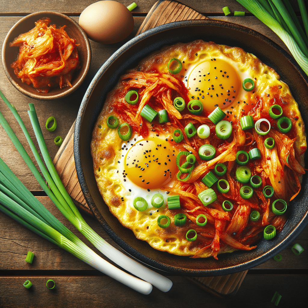 Kimchi-omelet met lente-ui