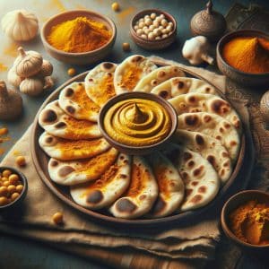 Kurkuma Naan met Hummus