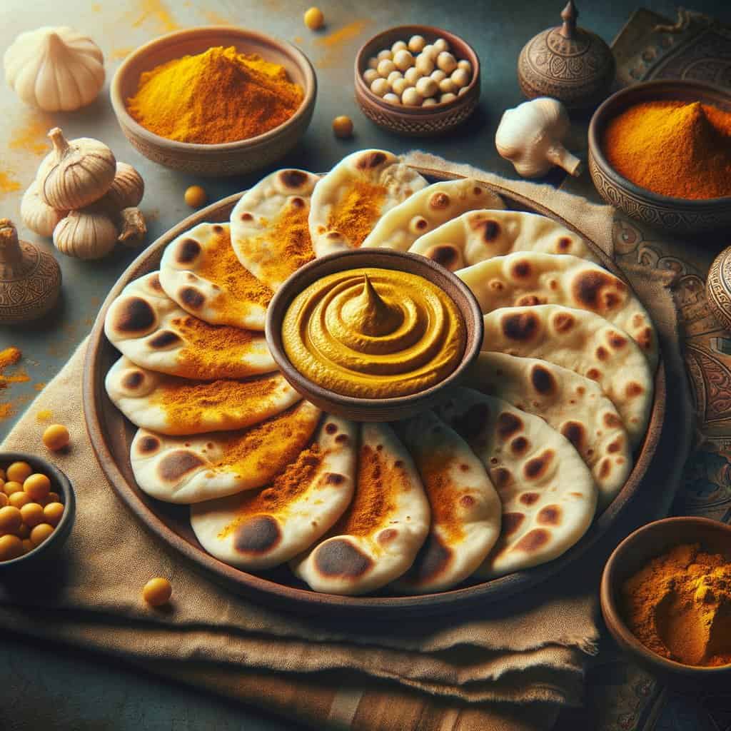 Kurkuma Naan met Hummus