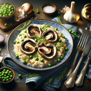Oesterzwam Risotto met Doperwten