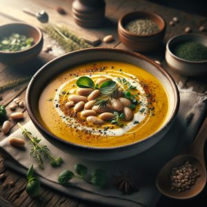 Romige Kurkuma Soep met Witte Bonen