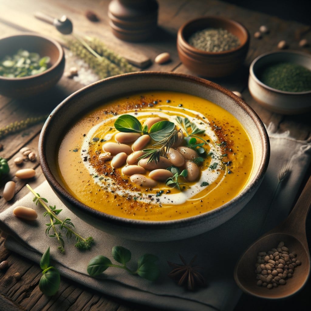 Romige Kurkuma Soep met Witte Bonen
