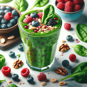 Spinazie-Bessen Smoothie met Notencrunch