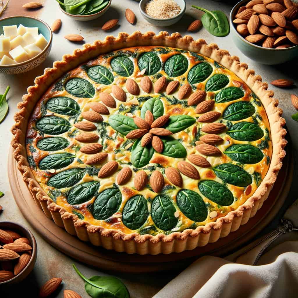 Spinazie Quiche met Amandelkorst