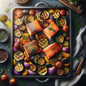 Zalm en Aubergine Traybake