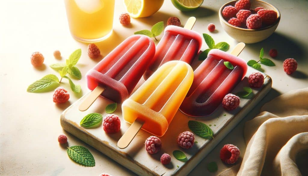 Frambozen-Kombucha Ice Pops