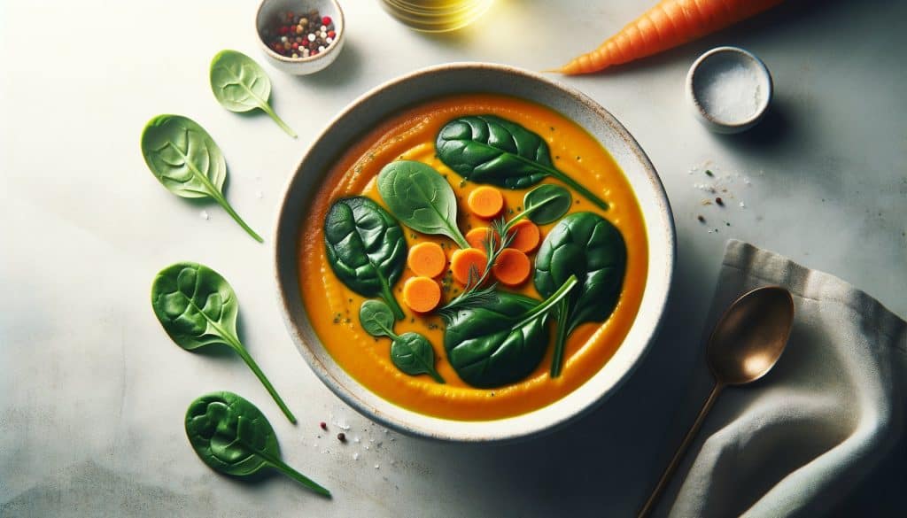 Gember Wortelsoep met Spinazie