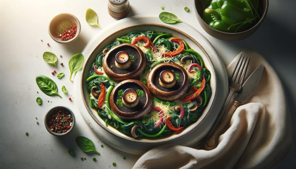 Gevulde Portobello met Spinazie