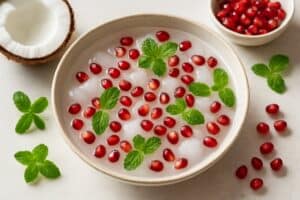 Kokoswater met Granaatappelpitten