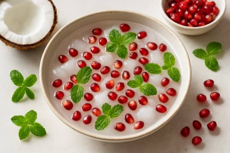 Kokoswater met Granaatappelpitten