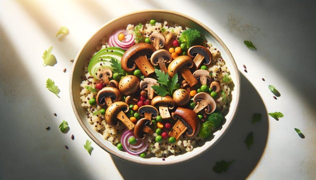 Paddenstoelenmix Quinoa Bowl