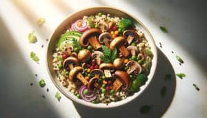 Paddenstoelenmix Quinoa Bowl