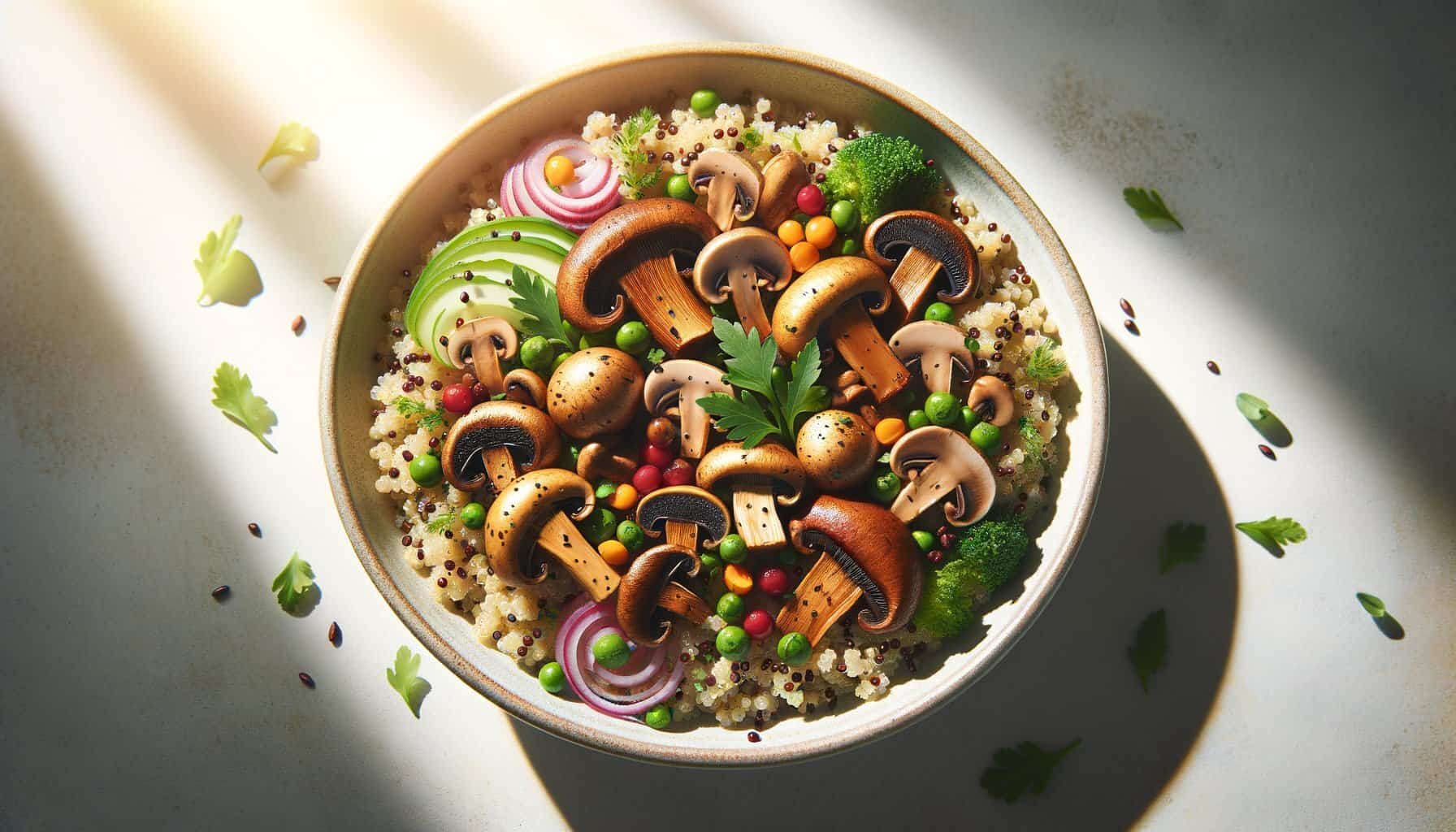 Paddenstoelenmix Quinoa Bowl