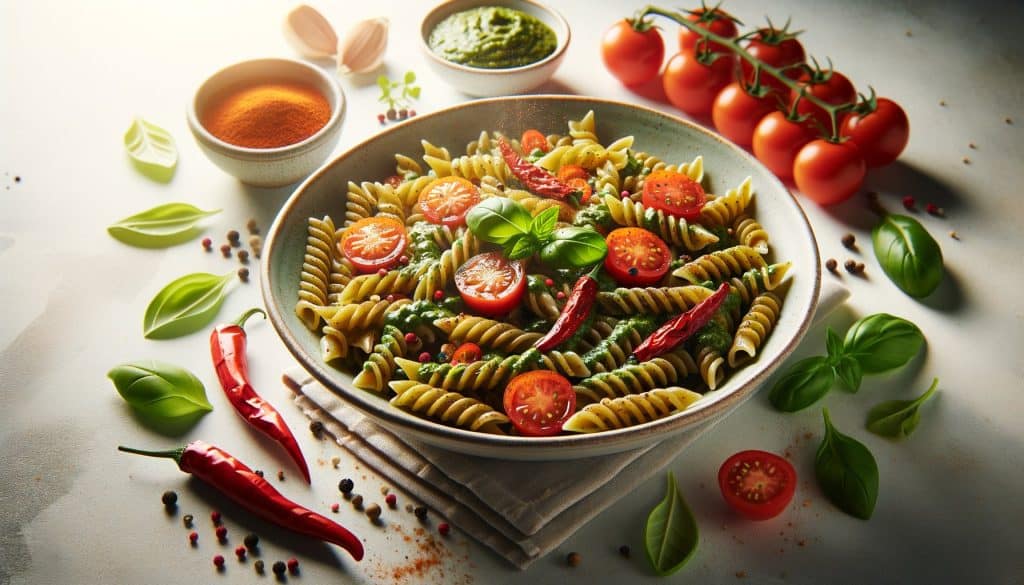 Pittige Paprika-Pesto Pasta