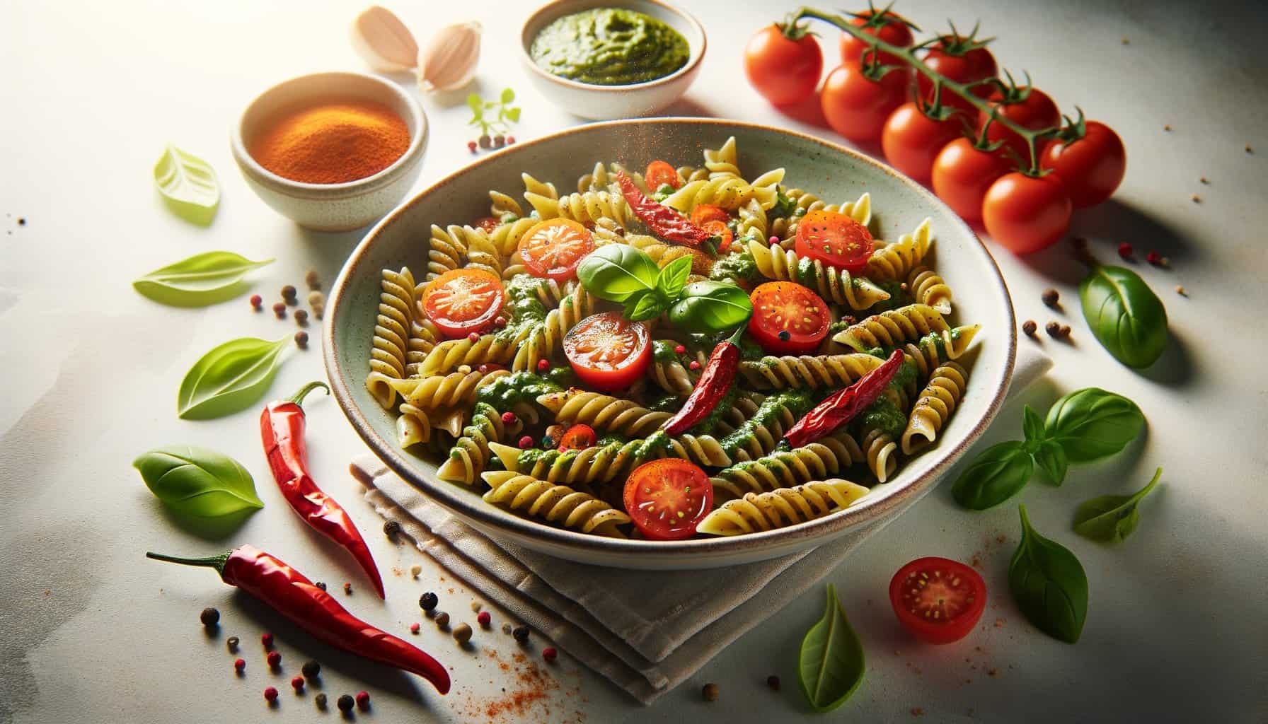 Pittige Paprika-Pesto Pasta