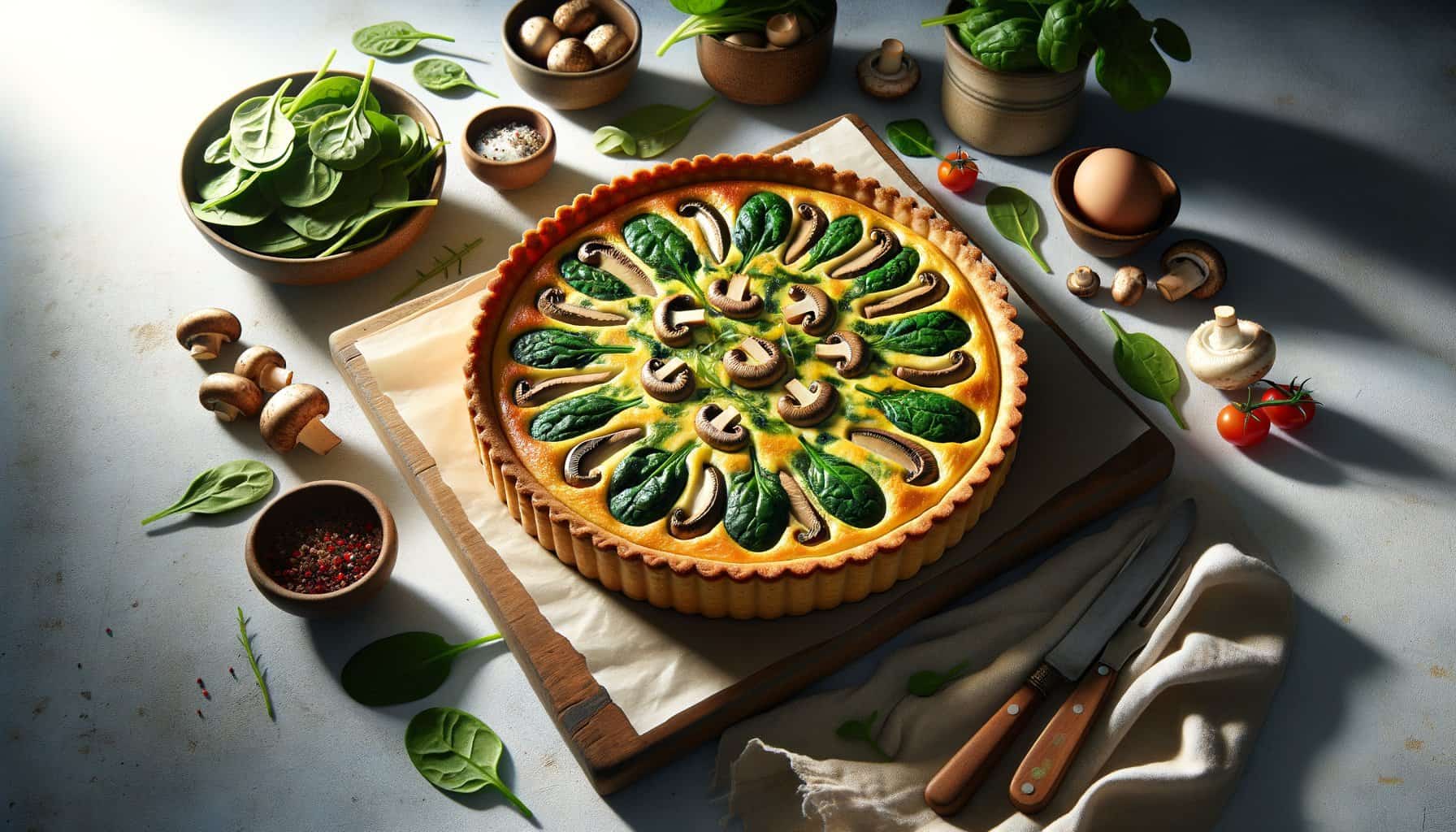 Shiitake Quiche met Spinazie