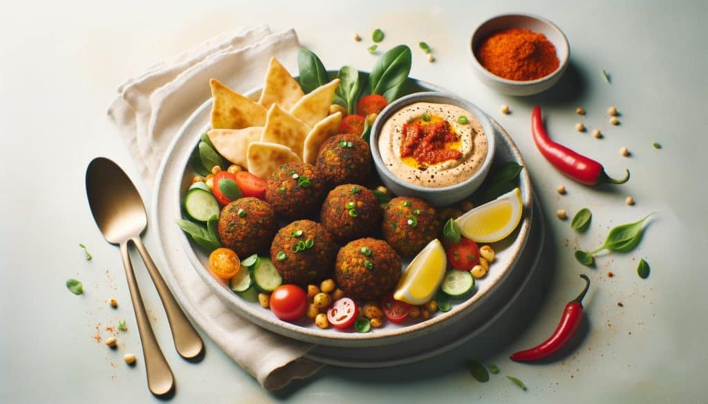 Spicy Falafel met Harissa Dip