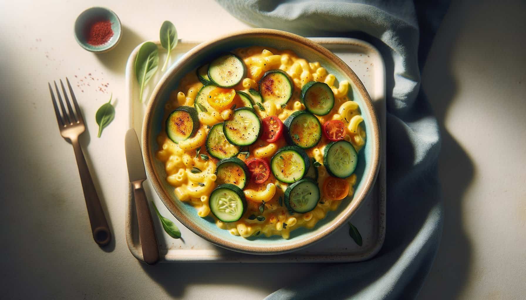 Volkoren Mac & Cheese met Courgette