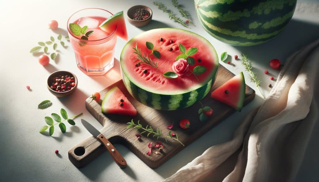 Watermeloen-Rozenwater Drink