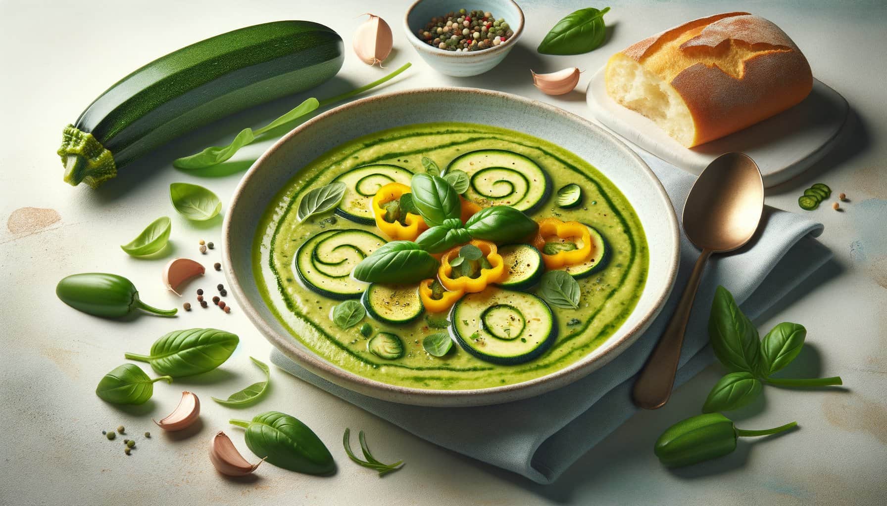Zomerse Courgette-Basilicum Soup
