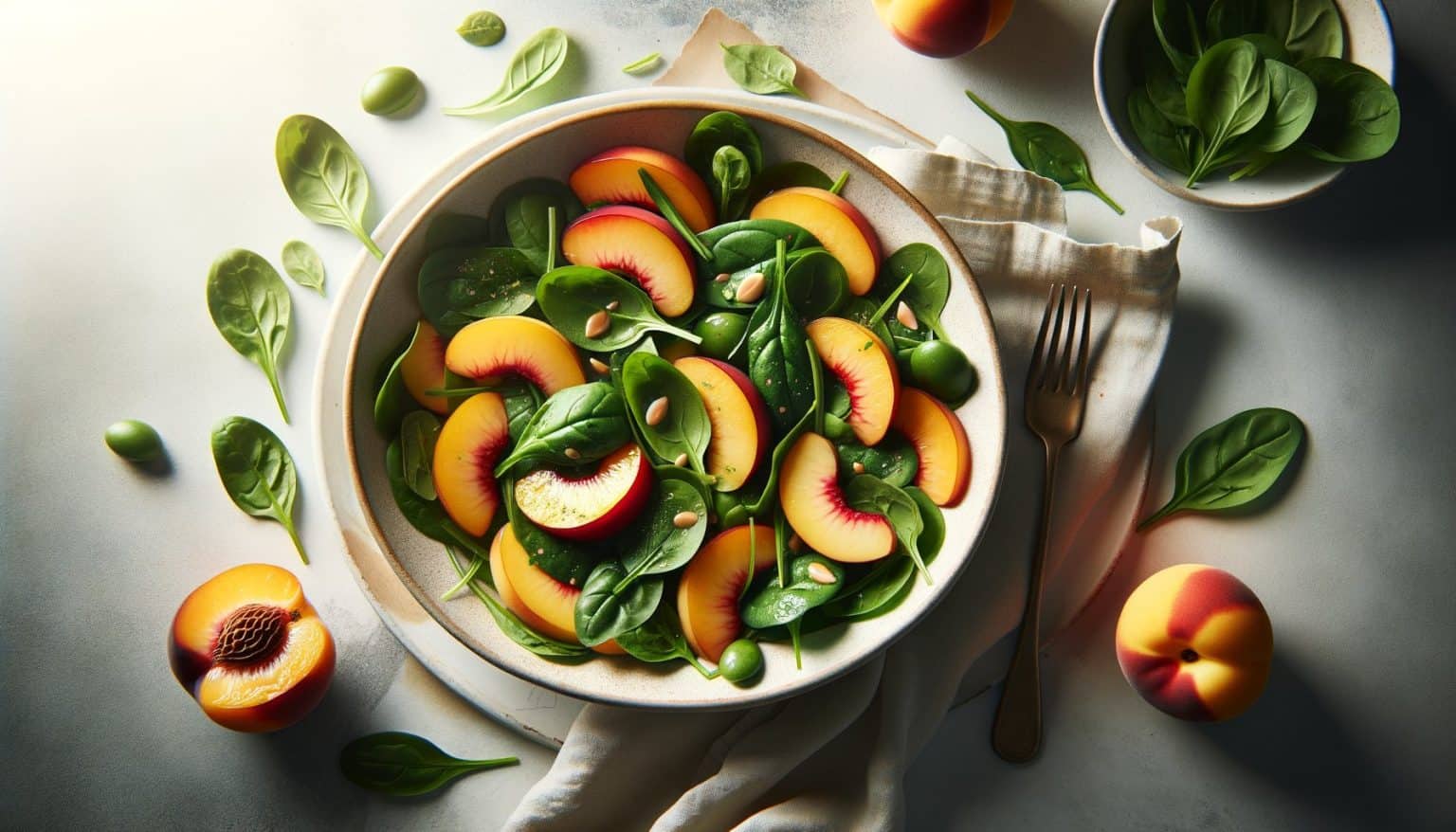 Zomerse Nectarine Spinazie Salade - Hart in Shape