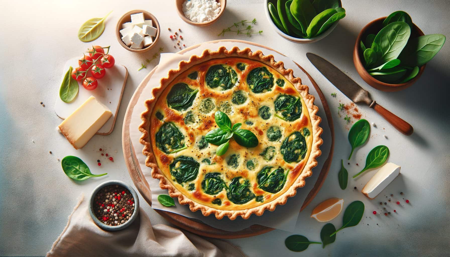 Lichte Spinazie-Feta Quiche