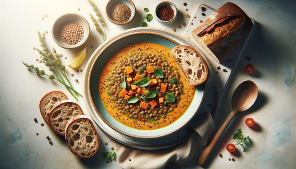 Linzensoep met Volkoren Brood