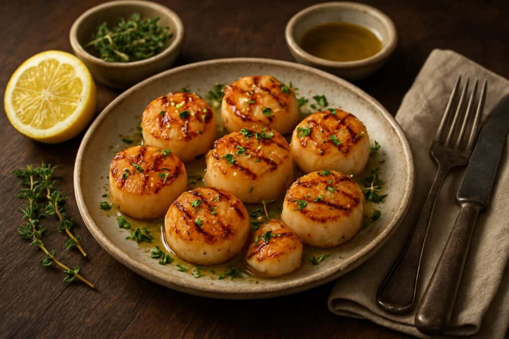 Gegrilde coquilles met citroen en tijm