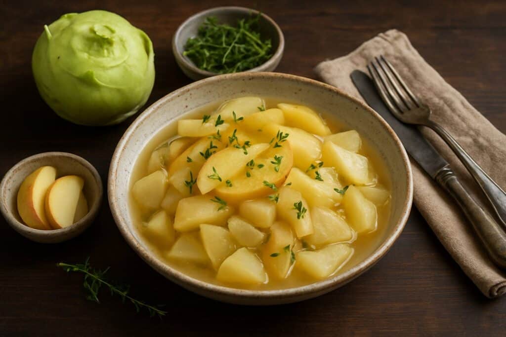 Gestoofde koolraap met appel en tijm