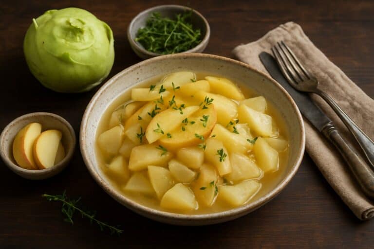 Gestoofde koolraap met appel en tijm