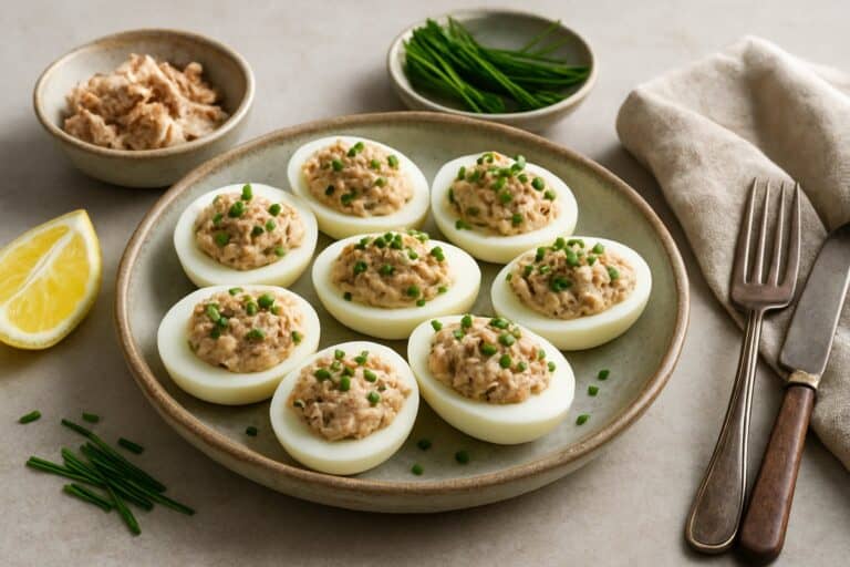 Gevulde eieren met tonijn en yoghurt
