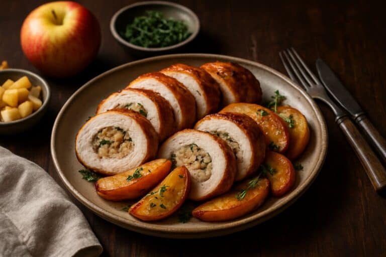 Kalkoenrollade uit de slowcooker met appel